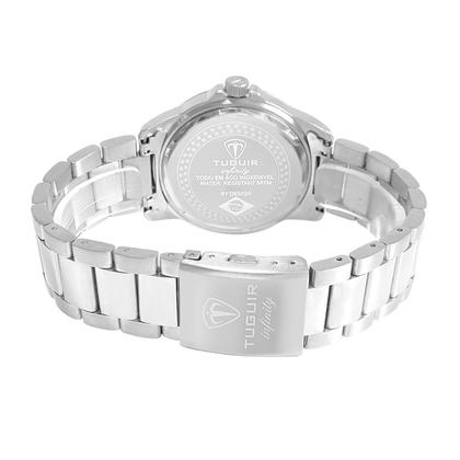 Imagem de Relogio Masculino Analógico De Pulso Movimento Quartzo com Caixa e Pulseira de Aço Inoxidável Prata e Preto Luxo Linha Premium Infinity Tuguir