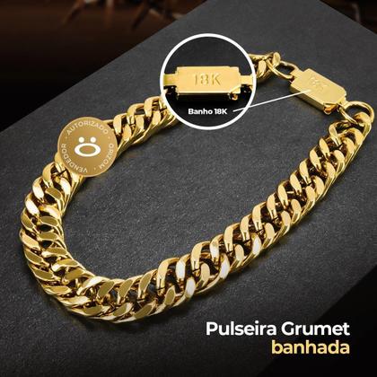Imagem de Relogio Masculino Banhado Aço + Pulseira + Caixa + Cordão