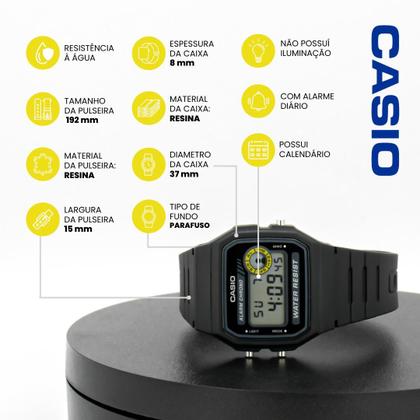 Imagem de Relógio Masculino Casio Digital Resina Preto Original Resistente à Água F94WA8DGSC