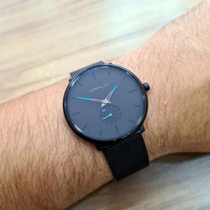 Imagem de Relógio Masculino Casual Metálico Luxo Ultra Fino Aço Inox