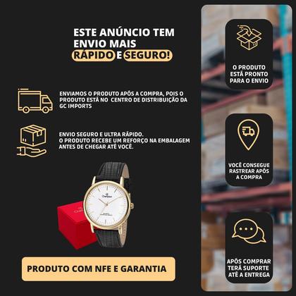 Imagem de Relogio Masculino Champion Analogico Aço Inoxidavel Dourado Pulseira Couro Original Resistente a Agua 1 Ano de Garantia CN20042B