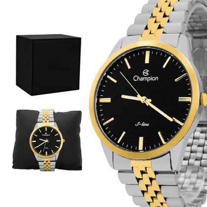 Imagem de Relógio Masculino Champion Bicolor Aço Inoxidável Mostrador Preto Original Resistente à Água CN21149P