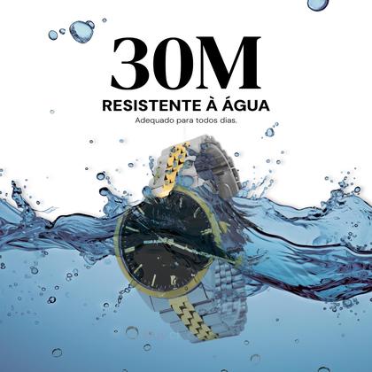 Imagem de Relógio Masculino Champion Bicolor Aço Inoxidável Mostrador Preto Original Resistente à Água CN21149P