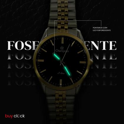 Imagem de Relógio Masculino Champion Bicolor Aço Inoxidável Mostrador Preto Original Resistente à Água CN21149P