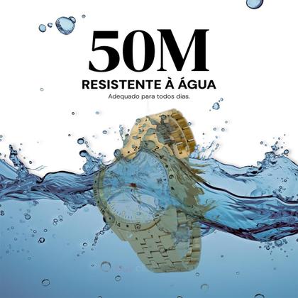 Imagem de Relógio Masculino Champion Dourado Aço Inoxidável Mostrador Branco Original Reisstente à Água CA31220H
