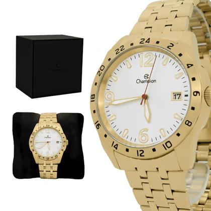 Imagem de Relógio Masculino Champion Dourado Aço Inoxidável Mostrador Branco Original Reisstente à Água CA31220H