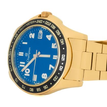Imagem de Relógio Masculino Champion Dourado Aço Mostrador Azul Original Resistente à Água CA31328N