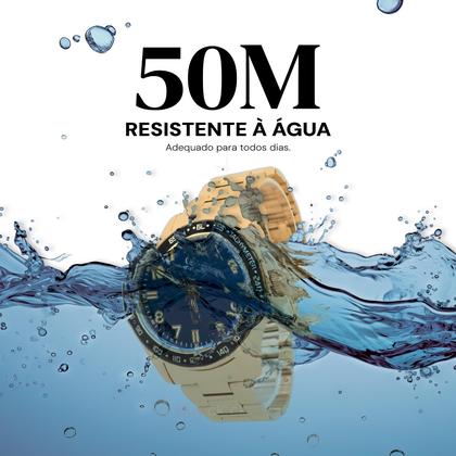 Imagem de Relógio Masculino Champion Dourado Aço Mostrador Azul Original Resistente à Água CA31328N
