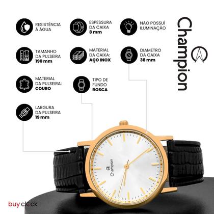 Imagem de Relógio Masculino Champion Dourado material sintético Mostrador Dourado Original Resistente à Água CH22260M