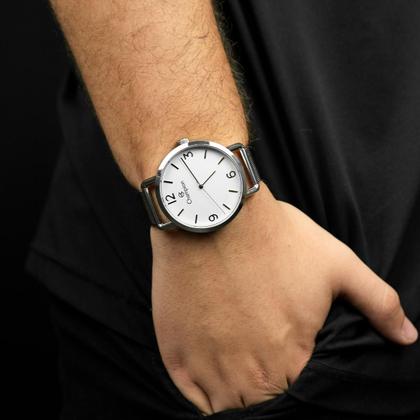 Imagem de Relógio Masculino Champion Prata Aço Inoxidável Mostrador Branco Original Resistente à Água CN21434Q