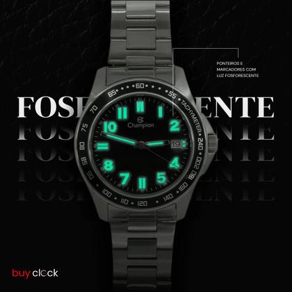 Imagem de Relógio Masculino Champion Prata Aço Inoxidável Mostrador Preto Original Resistente à Água CA31328T