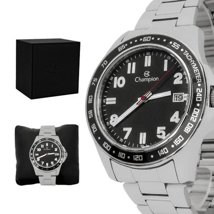 Imagem de Relógio Masculino Champion Prata Aço Inoxidável Mostrador Preto Original Resistente à Água CA31328T