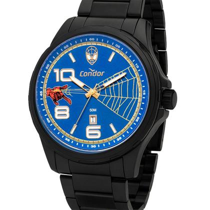 Imagem de Relogio Masculino Condor Spider Man Preto Resistente a Água Com Chaveiro CO2115MZJKI4A