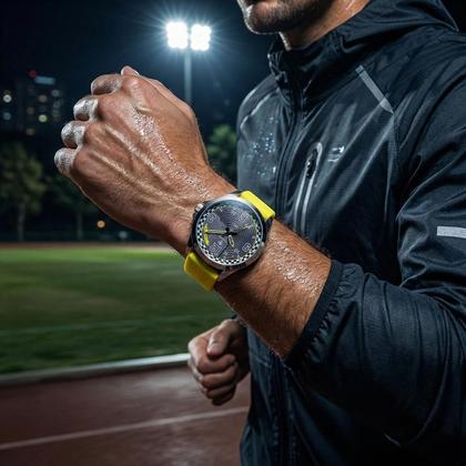 Imagem de Relógio Masculino de Pulso Prata e Cinza com Caixa de Aço Inoxidável Troca a Pulseira Kit c/ 3 Pulseiras Coloridas Casual Tuguir