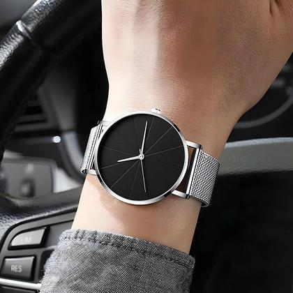 Imagem de Relógio Masculino de Quartzo com Pulseira de Aço Inoxidável - Calendário