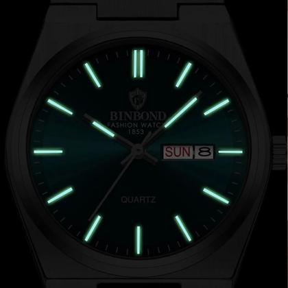 Imagem de Relógio Masculino de Quartzo Luxo Binbond - À Prova D'água, com Data, Semana e Luminoso