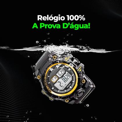 Imagem de relogio masculino digital alarme data grande cronometro preto robusto esportivo original ajustavel