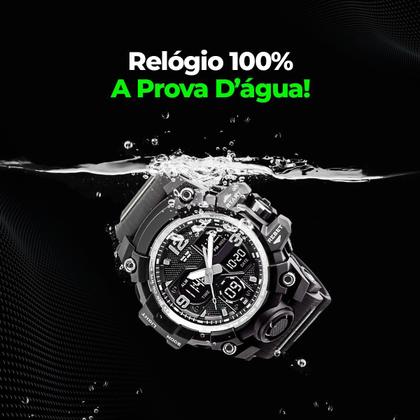 Imagem de relogio masculino digital alarme prova dagua silicone preto resistente qualidade premium esportivo cronometro data