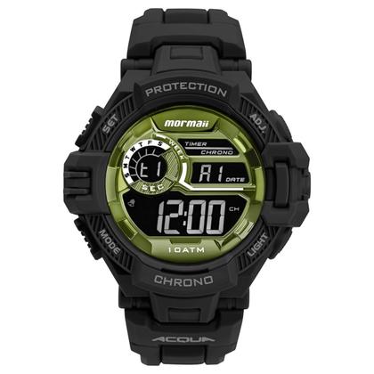 Imagem de Relógio Masculino Digital de Pulso com Pulseira de Silicone à Prova D Água Resistente Esportivo Surf Shock Preto e Verde Mormaii