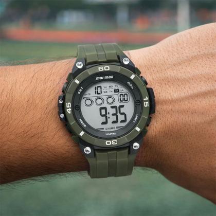 Imagem de Relógio Masculino Digital de Pulso com Pulseira de Silicone à Prova D Água Verde Militar Tático Shock Mormaii