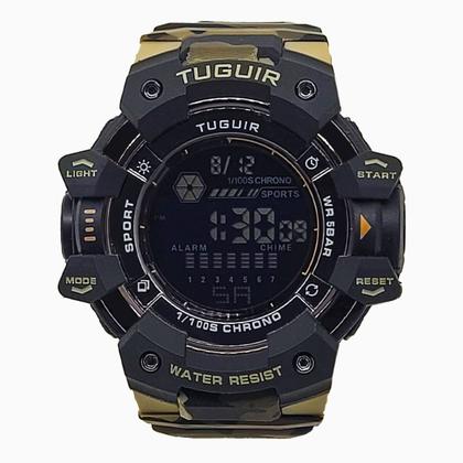 Imagem de Relogio Masculino Digital de Pulso com Pulseira de Silicone com Resistêcia à Água em 5 ATM Esportivo Militar Tático Camuflado Marrom Tuguir