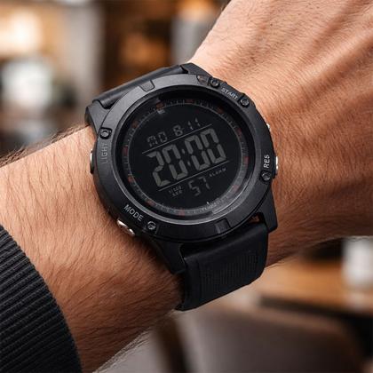 Imagem de Relógio Masculino Digital de Pulso Preto com Pulseira de Silicone à Prova D Água Militar Tático Shock Casual e Esportivo Tuguir