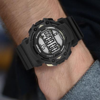 Imagem de Relógio Masculino Digital De Pulso Preto com Pulseira de Silicone à Prova D Água Resistente Shock Redondo Esportivo Surf Mormaii