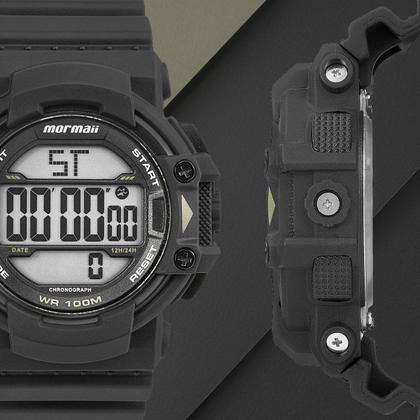Imagem de Relógio Masculino Digital De Pulso Preto com Pulseira de Silicone à Prova D Água Resistente Shock Redondo Esportivo Surf Mormaii