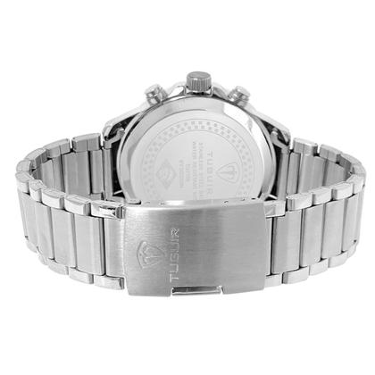 Imagem de Relógio Masculino Digital e Analógico de Pulso Prata e Azul com Pulseira e Caixa de Aço Inoxidável Luxo Elegante Tuguir