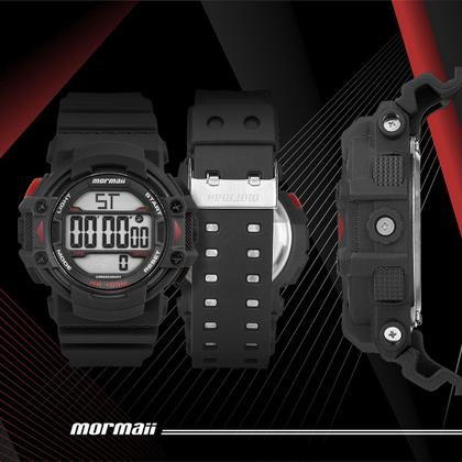 Imagem de Relógio Masculino Digital Esportivo de Pulso com Pulseira de Silicone à Prova D Água Shock Preto e Vermelho Fundo Positivo Mormaii