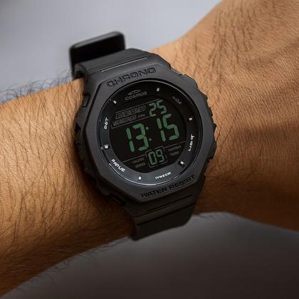 Imagem de Relógio Masculino Digital Preto de Pulso com Pulseira de Silicone à Prova D Água Shock Militar Tático Cosmos
