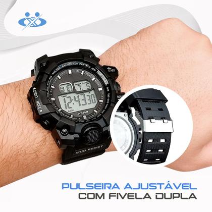 Imagem de relogio masculino digital prova dagua + oculos uv proteção resistente pulseira ajustavel data alarme qualidade premium