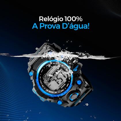 Imagem de Relogio Masculino Digital Prova dAgua Preto Silicone + Caixa esportivo original grande presente robusto azul resistente