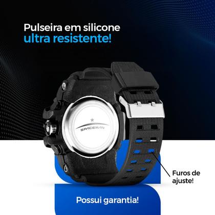 Imagem de Relogio Masculino Digital Prova dAgua Preto Silicone + Caixa esportivo original grande presente robusto azul resistente