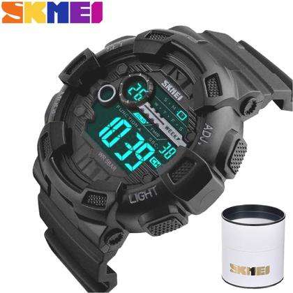 Imagem de Relógio Masculino Digital Skmei 1243 Resistente à água 5 ATM Preto Caixa em Resina Pulseira de Plástico Visor Acrílico Redondo Fivela Esportivo