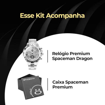 Imagem de relogio masculino grande prateado original aço inox + caixa qualidade premium edição limitada dragão original analogico