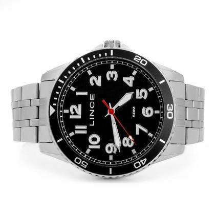 Imagem de Relógio Masculino Lince Prata Aço Inoxidável Mostrador Preto Com Canivete Original Resistente à Água MRMM008L46K0AKP2SX