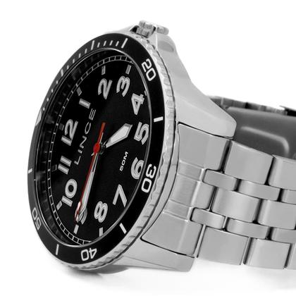 Imagem de Relógio Masculino Lince Prata Aço Inoxidável Mostrador Preto Com Canivete Original Resistente à Água MRMM008L46K0AKP2SX
