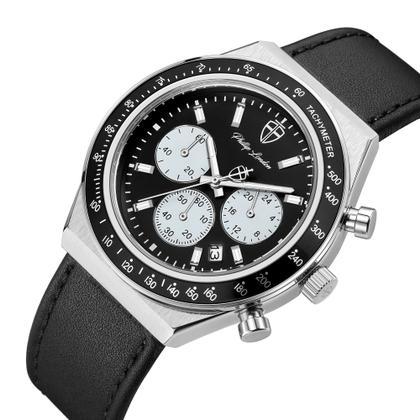 Imagem de Relógio Masculino London Leather Silver Black 43mm