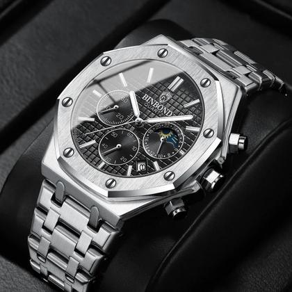 Imagem de Relógio Masculino Luxuoso À Prova D'água Em Aço Inoxidável Com Calendário Luminoso E Data BINBOND
