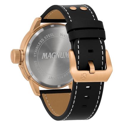 Imagem de Relógio Masculino Magnum Bronze Aço Inoxidável Couro Preto Mostrador Preto Original Resistente à Água MA32783P