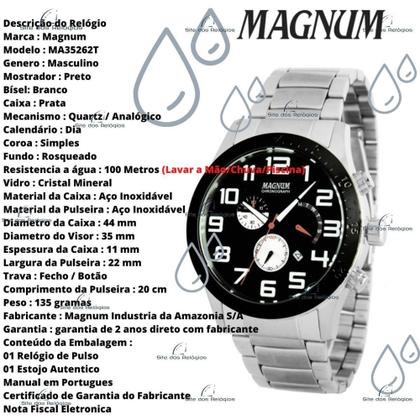 Imagem de Relógio Masculino Magnum MA35262T Cronógrafo Prata