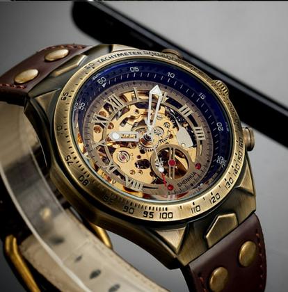 Imagem de Relógio Masculino Mecânico Winner Pulseira Couro Esportivo