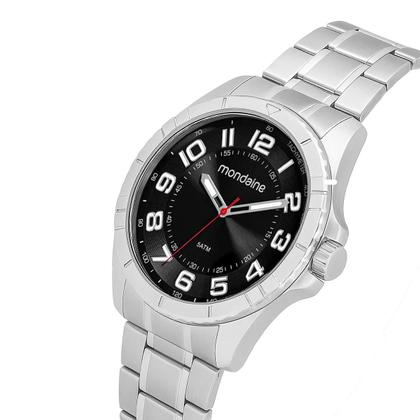 Imagem de Relógio Masculino Mondaine Prata Aço Mostrador Preto Original Resistente à Água 32638G0MVNE2
