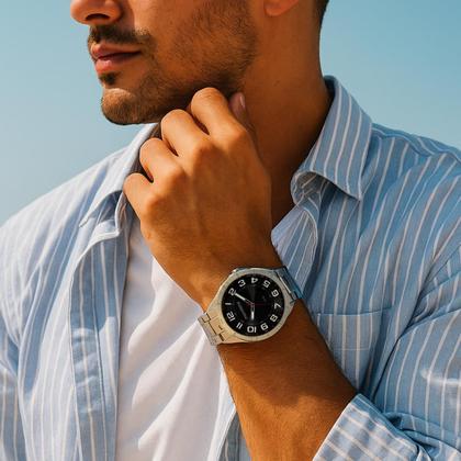 Imagem de Relógio Masculino Mondaine Prata Aço Mostrador Preto Original Resistente à Água 32638G0MVNE2