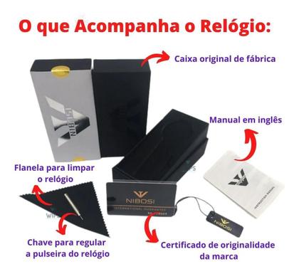 Imagem de Relógio Masculino Nibosi 2309 Analógico Prata/Rose/Preto