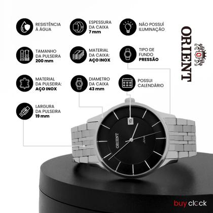 Imagem de Relógio Masculino Orient Aço Inoxidável Prata Mostrador Preto Original Resistente à Água MBSS1293G1SX