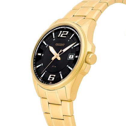 Imagem de Relógio Masculino Orient Dourado Aço Mostrador Preto Original Resistente à Água MGSS1168G2KX