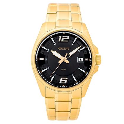 Imagem de Relógio Masculino Orient Dourado Aço Mostrador Preto Original Resistente à Água MGSS1168G2KX