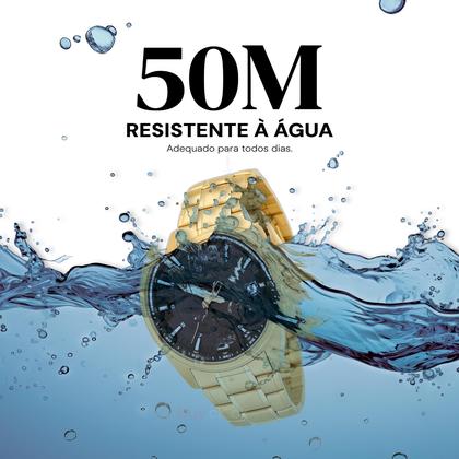 Imagem de Relógio Masculino Orient Dourado Aço Mostrador Preto Original Resistente à Água MGSS1168G2KX